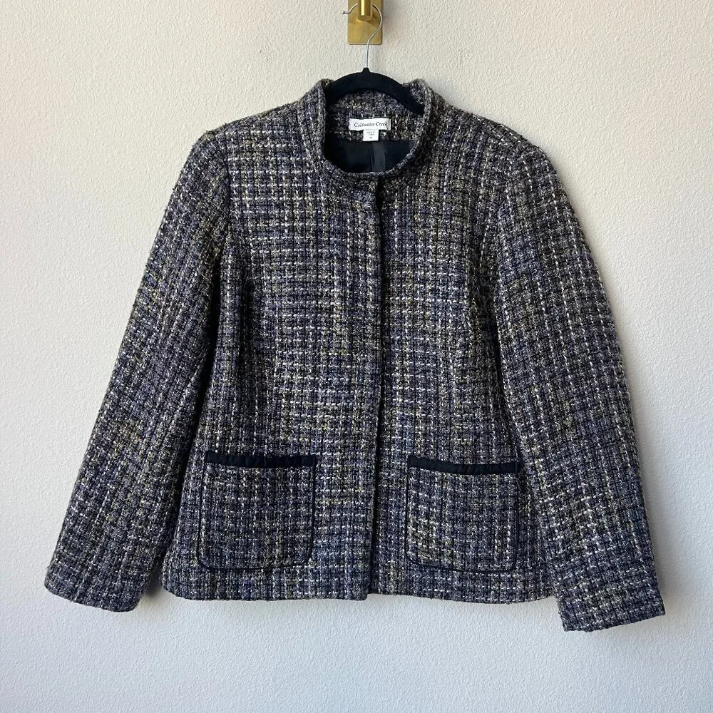 Coldwater Creek Multicolor Collarless Tweed Jacket Size 14 - Picture 1 of 7